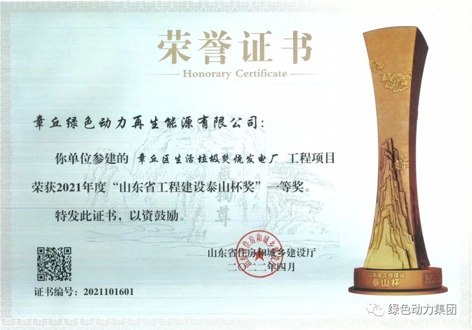 美高梅章丘项目荣获“泰山杯”一等奖